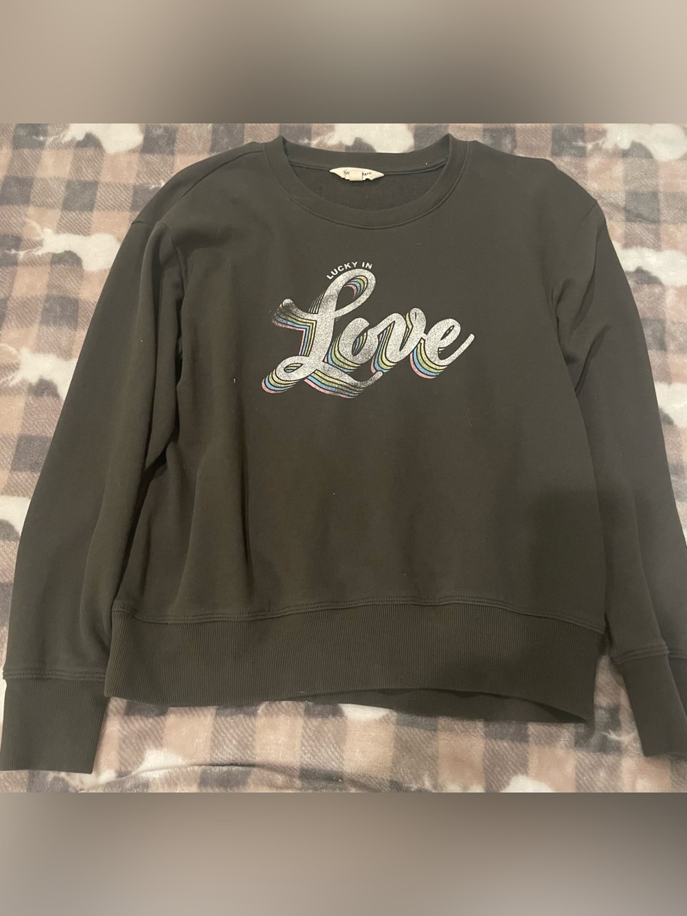 🐨3for$20🐨Lucky Brand  In Love Black Graphic Crewneck Sweatshirt